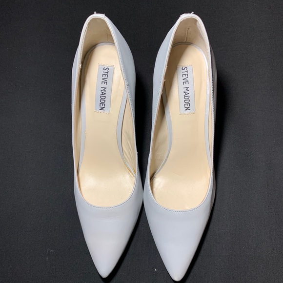 Gray leather pump with 3” mirrored rose gold heel - Picture 6 of 7